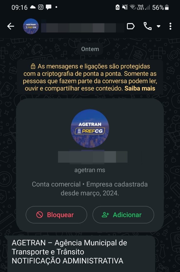 Alerta: criminosos usam nome da Agetran em tentativa de golpe